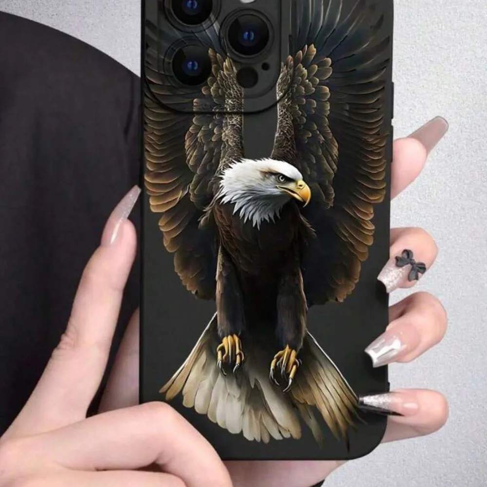 1pc Soaring Eagle Patterned Fashionable, Personalized, Black / iPhone 13 Pro Max